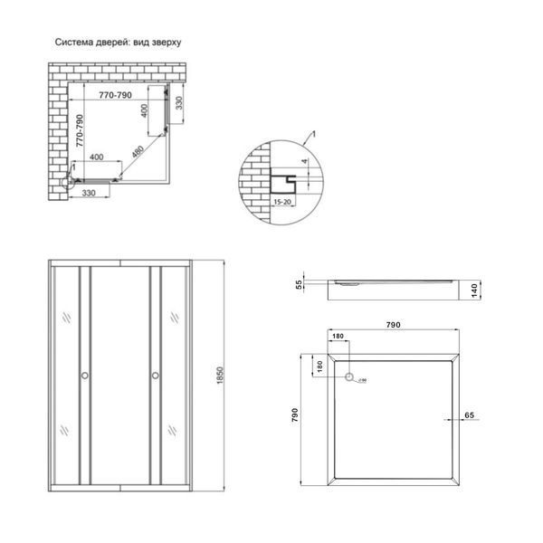 Душевая кабина Lidz Wawel SC100x80.SAT.LOW.FR, стекло Frost 5 мм + Lidz Душевой поддон KAPIELKA ST100x80х14 SD00051439 фото