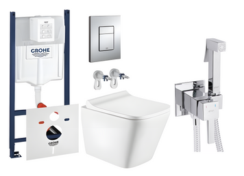 Комплект инсталляции Grohe Rapid SL 4в1/подвесной унитаз Koller Pool Trend Rimless Tornado 3.0/гигиенический душ Qtap (3884000G/38732000/TR-0490-RQ3/QTINSVARCRMV00440201) 3884000G/38732000/TR-0490-RQ3/QTINSVARCRMV00440201  фото