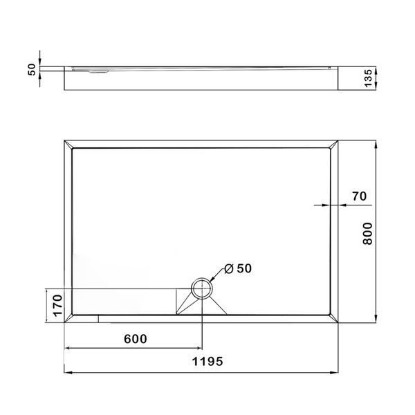Душевой поддон KAPIELKA ST120x80х14 низкий, прямоугольный, диаметр слива 52 мм Lidz SD00051134 фото