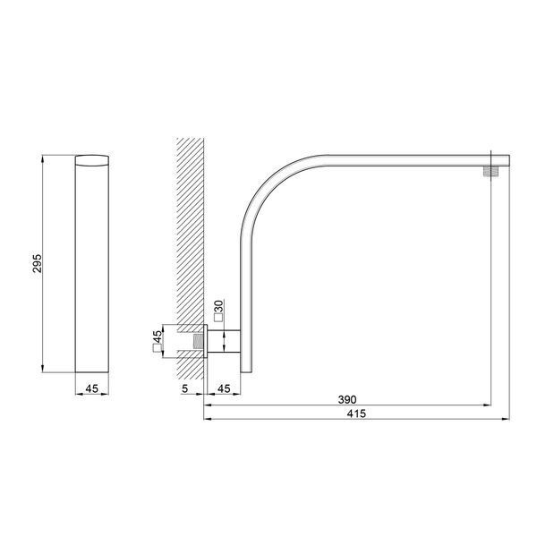 Кронштейн для верхнього душу Qtap Trubice 400 мм прямокутний QTTRB422NС Chrome SD00042089 фото