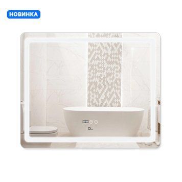 Дзеркало Qtap Mideya (DC-F910) 1000х800 з LED-підсвічуванням Touch, з антизапотіванням, з годинником, димером, рег. яскравості QT2078F910W SD00036736 фото